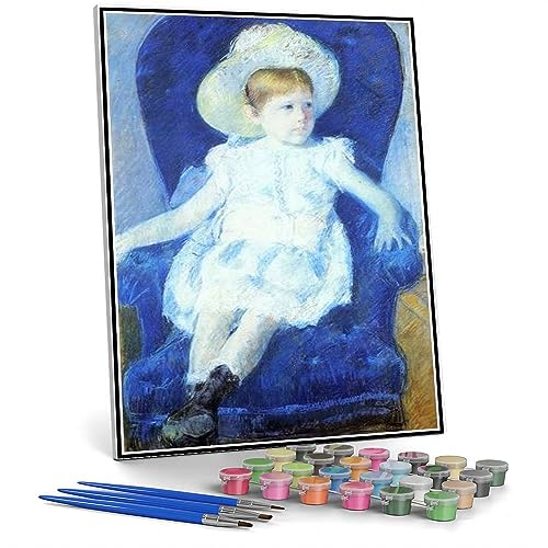 Kits de pintura DIY para adultos Elsie en una silla azul, pintura por Mary Stevenson Cassatt DIY pintura por números kits sobre lienzo