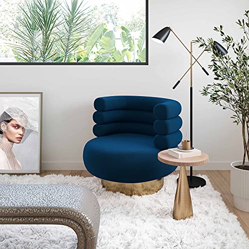 Sillón giratorio terciopelo azul marino miniatura 2