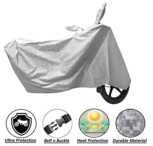 Image of Auto Hub Waterproof Bike Cover Compatible with Splendor Plus Dustproof, UV Protection Two Wheeler Bike Splendor Plus Cover - Metallic Silver