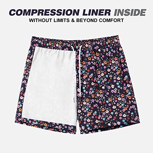 Image of BRISIRA Mens Swim Trunks Swim Shorts Quick Dry 5 inch Inseam Beach Shorts with Compression Liner and Zipper Pocket