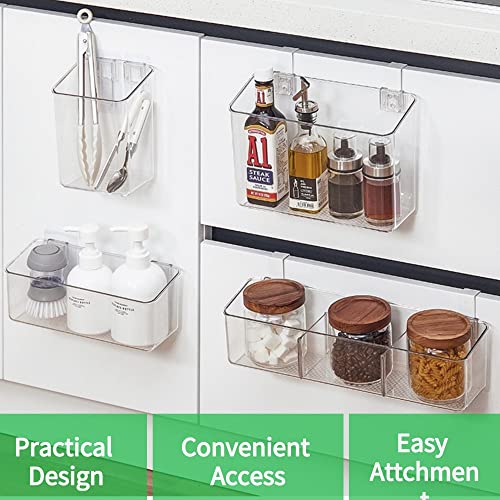 Vacane 4 Pack Plastic Over Cabinet Door Organizer, Adhesive Mount Storage Organizer Container Makeup Organizer Hanging Basket Bins For Craft Room, Pantry, Office, Space Saving Holder For Kitchen Bags #TOP1