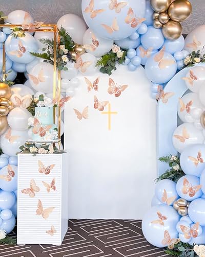 Image of 72Pcs 3D Butterfly Wall Decor, Rosegold Butterfly Decorations, 4 Styles 3 Sizes Removable Butterflies Wall Stickers Room Decor for Birthday Party Kids Bedroom Cake Nursery Room Decor