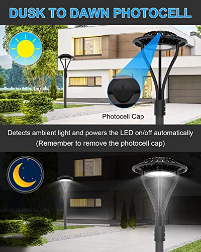 Led Post Top Light 80W 11200Lm Led Post Lights Outdoor Lamp Post Light 5000K Ip65 Waterproof Led Street Area Lighting Dusk To Dawn Pole Light For Parking Lot Garden Yard Pathway, Ac120~277V, Etl #TOP2