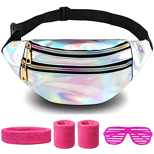 5 Accesorios De Disfraz Hip Hop Años 90 – Gafas, Pulsera, Collar Y Anillos Dorados, Fiesta Rapera Y Retro