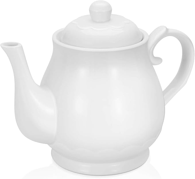 Flexzion Porcelain Teapot, Ceramic Tea Pot w/Removable Lid