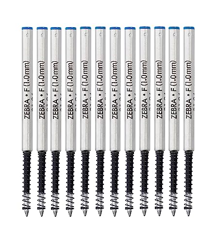 ZEBRA Pen Refills, Blue Ballpoint Pen Refills with Oil Based Ink, Reliable Pen Refill with Easy Glide Blue Ink for Smooth Writing Experience in Home, Office or School, 1.0 mm,12pk