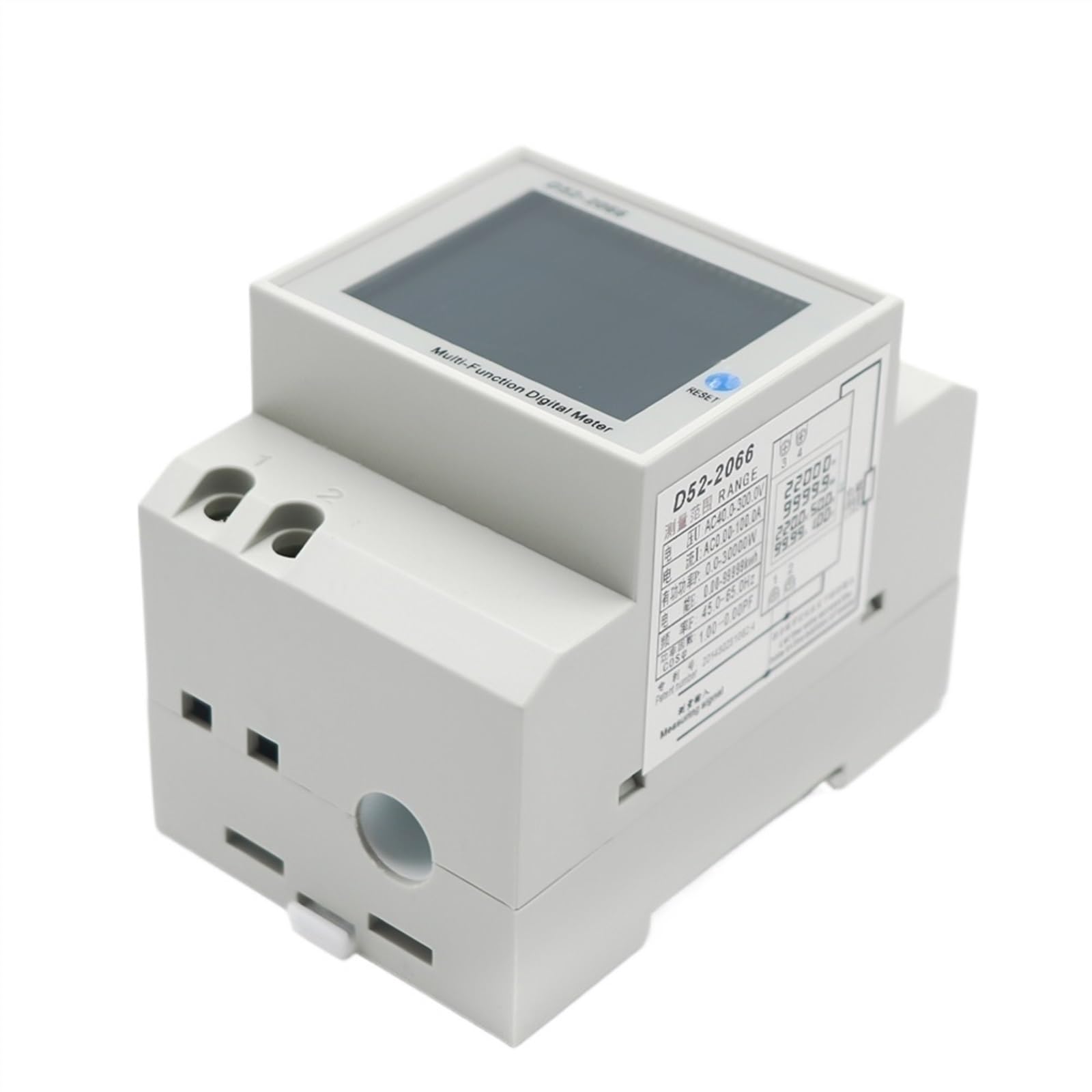 Woltomierz cyfrowy na szynie DIN Moc prądu watomierz Energia elektryczna Miernik kWh Częstotliwość Volt Amp Monitor AC 220 V 110 V 380 V 100 A (wbudowany CT, AC 250-450V)