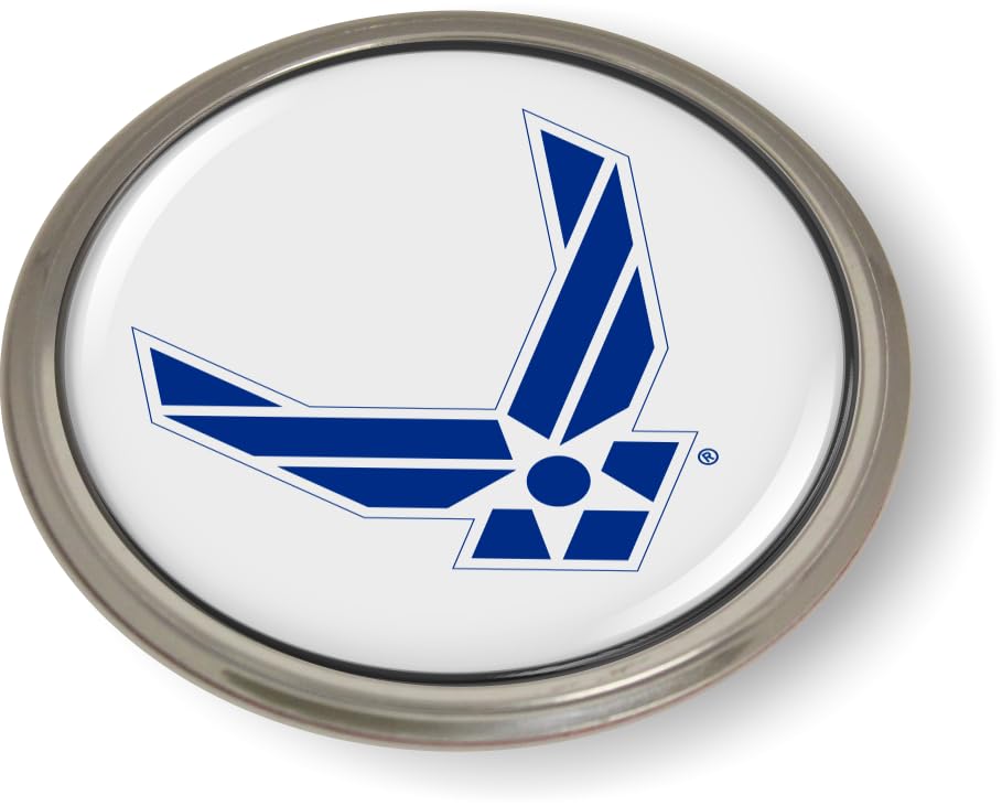 Image of U.S. AIR Force Symbol CAR Emblem Badge Sticker Aluminum Bezel | Official USAF and USSF Licensed Product, 3D Domed, Semi-Flexible, made by BestLicensePlateFrames