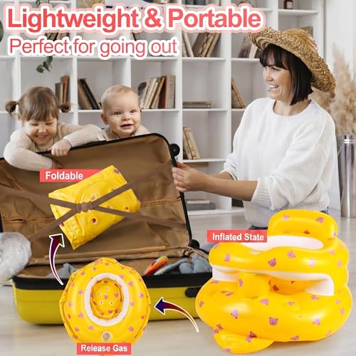 Image of Upgraded Inflatable Baby Seat with Safety Clip to Chair Leg & Front Bumper Anti-Fall Design, Sit Me Up Floor Seat for Baby Chair Sit Me Up, Blow Up Baby Chair for Babies 3-36 Months Built in Air Pump