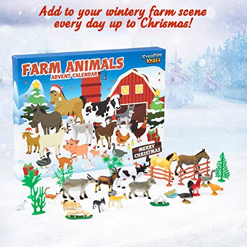 51PEivS0ZNL KreativeKraft Calendrier de L'avent 2022 Enfant 24 Jouets Animaux Dinosaures(Multicolore Farm animals)