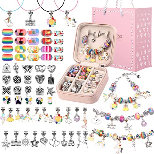 Ufu Charm Bracelet Making Kit Girls Beads For Jewelry Making Kit, Unicorns Arts Crafts Gifts Set For Teen Girls Age 5 6 7 8-12, With A Portable Bracelet Organizer Box #TOP2