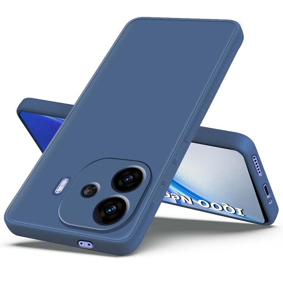 Image of Fashionury Liquid Silicon Back Cover for iQOO Neo 10R 5G | Camera Protection | Anti-Fingerprint | Inner Velvet Fabric | Ultra Slim Case (Blue)