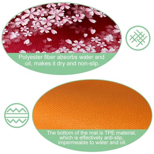 Tapete de cocina absorbente y lavable con estampado floral 6