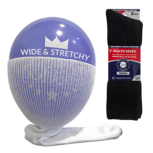 2 Pairs Of Extra Wide Diabetic Socks, Mid/Over The Calf Medical Swollen Feet Socks (Black) #TOP30