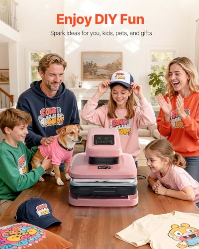 Image of VEVOR Auto Heat Press Machine, 15 x 15 inch, T-Shirt Press Machine with Auto Release and Adjustable Pressure, Digital Display, Rapid Heating, for Sublimation, Vinyl, Heat Transfer Projects, Pink