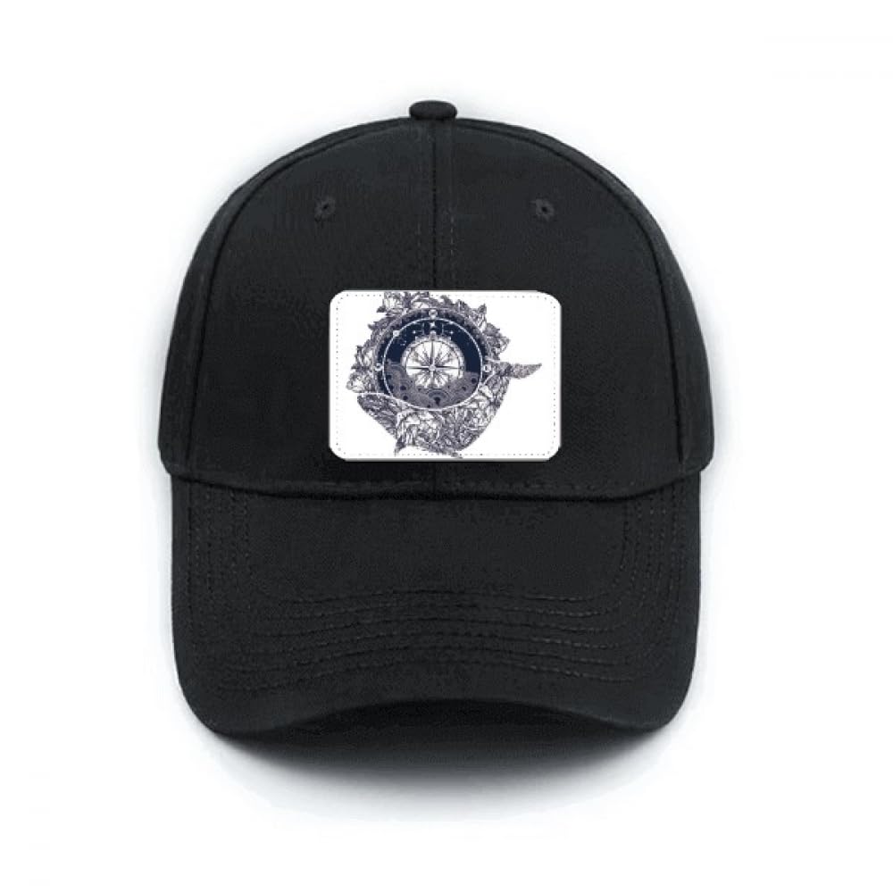 Chapeau classique réglable noir avec motif boussole fleur étoiles - 4
