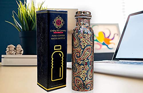 Image of DSH Copper Bottles for Water 1 Litre Printed Design with Fine Art Work, Yoga Water Bottle 1000 ML (Color 07)