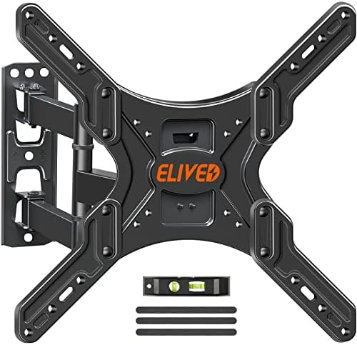ELIVED TV Wall Mount for Most 26-55 Inch TVs, Swivel and Tilt Full Motion TV Mount with Single Stud Perfect Center Design, TV Bracket Max VESA 400x400mm, Holds up to 88 lbs.