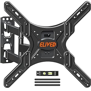 ELIVED TV Wall Mount for Most 26-55 Inch TVs, Swivel and Tilt Full Motion TV Mount with Single Stud Perfect Center…