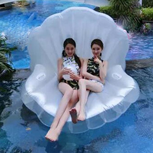 浮き輪 ホワイト シェル フロート マーメイドシェル 貝殻 大人用 パール 超可愛い 大型浮輪 インフレータブル 海 プール リゾート 真珠デザイン 浮輪 ボール 付き 大きいサイズ 170*130*110CM