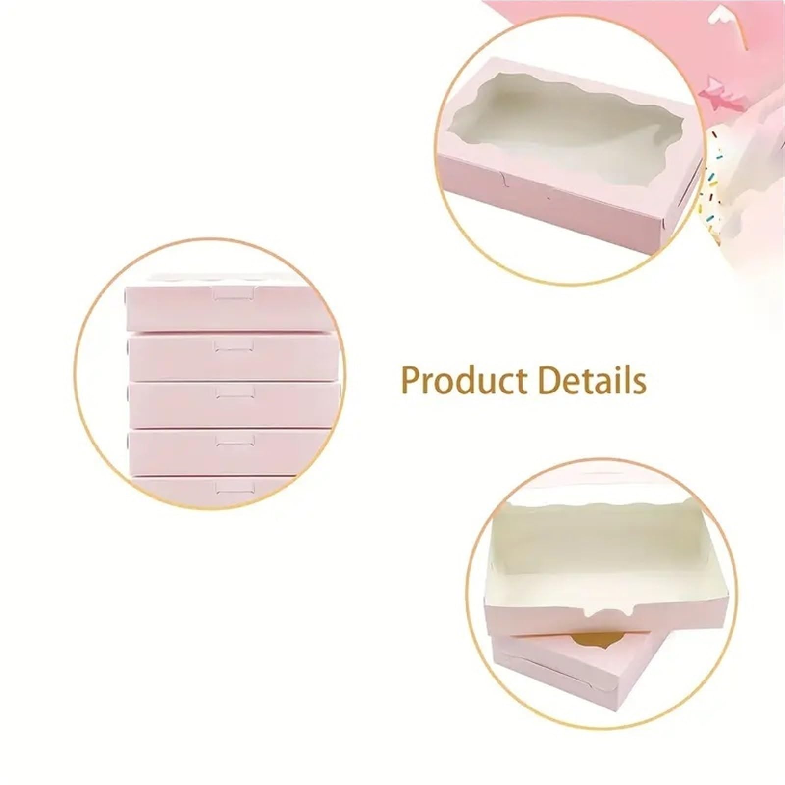 Cajas de Papel Kraft con Ventana Transparente Caja for pastel con ventana transparente de 10/20 piezas tapa | For exhibición de pastelería de panadería(WHITE,10PCS_18X11X4CM)