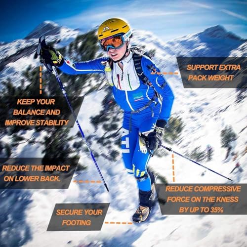 Foto von COVACURE Wanderstöcke Nordic Walking Stöcke - 110-130 cm Faltbar, Verstellbar, Teleskop, Leicht, mit Gummipuffer für Damen und Herren (Blau)