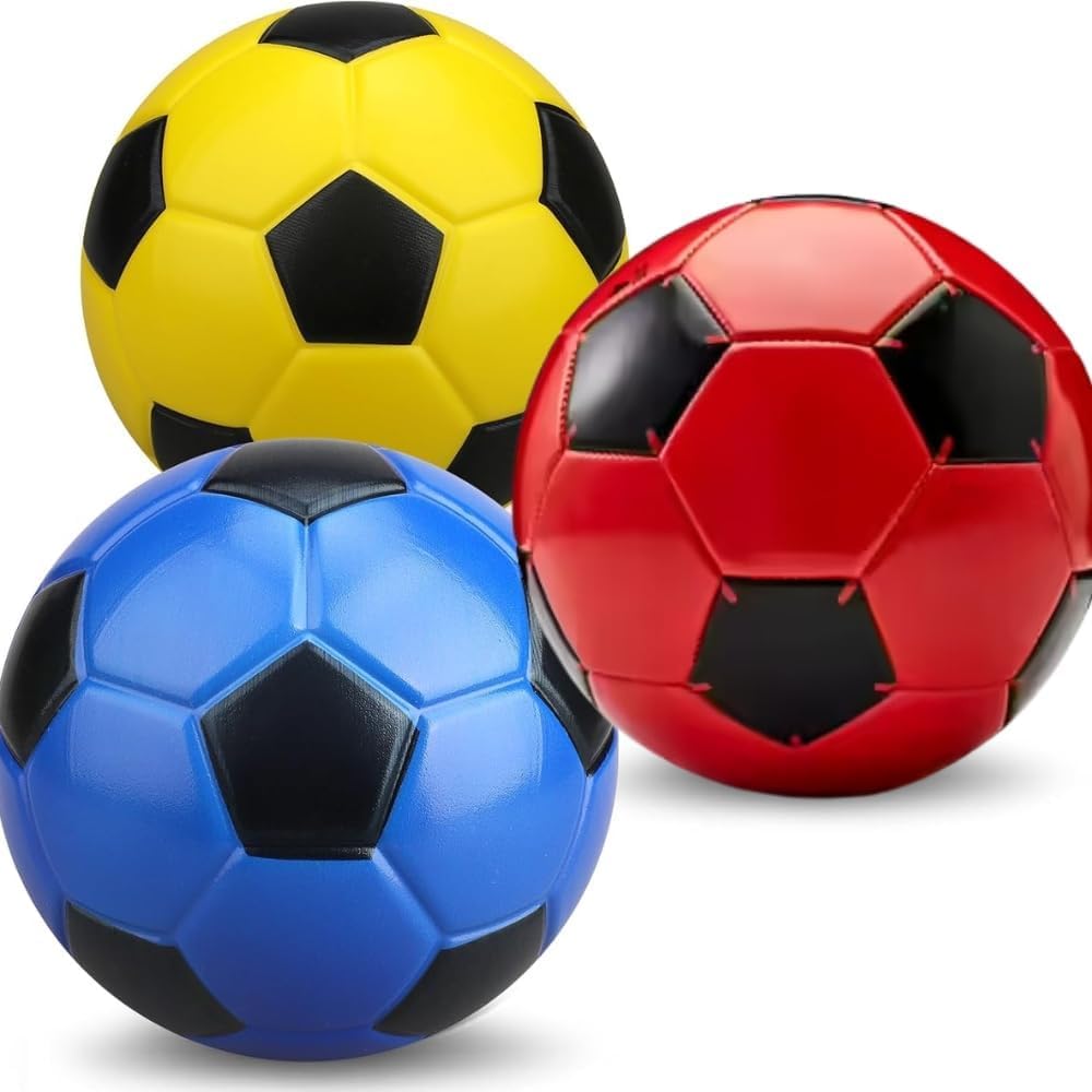 Mini Soccer Ball for Kids & Adults – Soft, Durable Football for Practice, Training & Play – Ideal for Indoor and Outdoor Fun – Multi-Colour Design 15cm (Pack of 3)