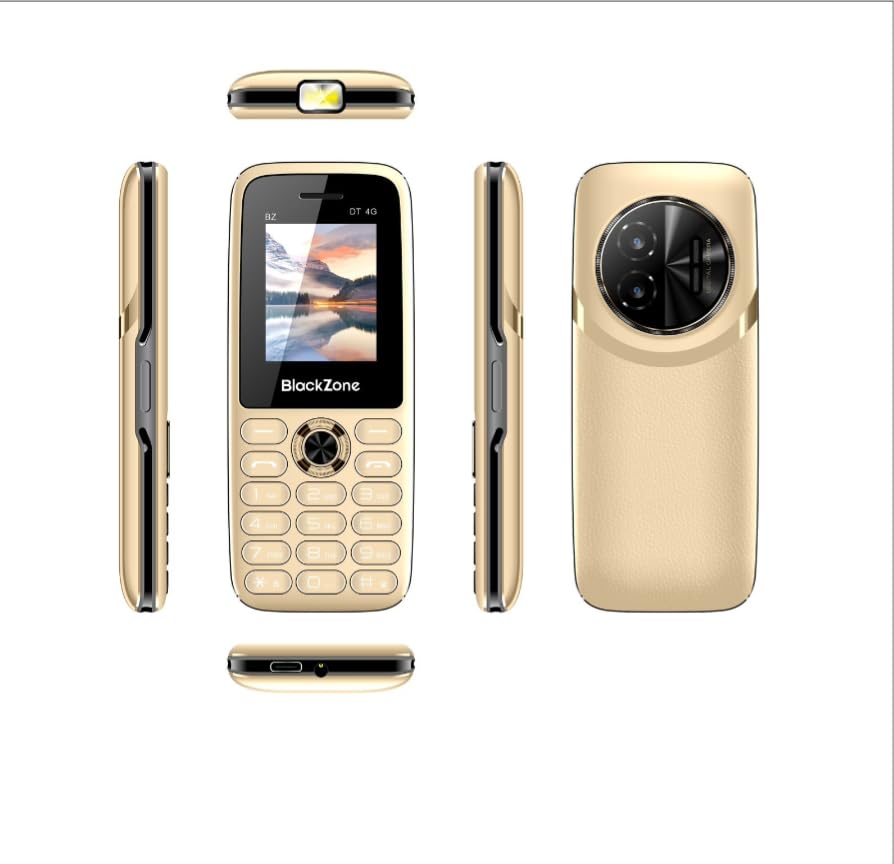 blackzone dt 4g cellular phone, 1.8 inch display, 3000mah battery, dual jio sim support, bluetooth (gold)