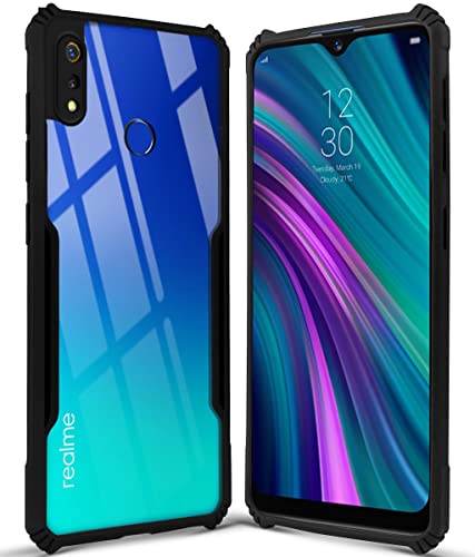 Image of Jkobi Back Cover Case for Realme 3 | Realme 3i (Crystal Glass Back | Camera Protection | Shockproof Bumpers | Professional Black)