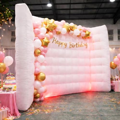 Inflatable Photo Wall 13.12X9.94X3.28FT Portable Backdrop with LED Lights Easy Setup for Parties Weddings Birthdays & Events White