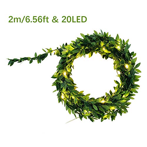 LED Leaf Lights Rattan Lights Battery Operated LED String Lights for Wedding Party Decoration (2M 20LED)