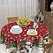 Red Christmas Tablecloth Round 60 Inch Snowman and Snowflake Trees Winter Table Cloth Washable Vintage Christmas Table Cover Decorative for Home Kitchen Dining Indoor Outdoor Party Picnic Home Decor