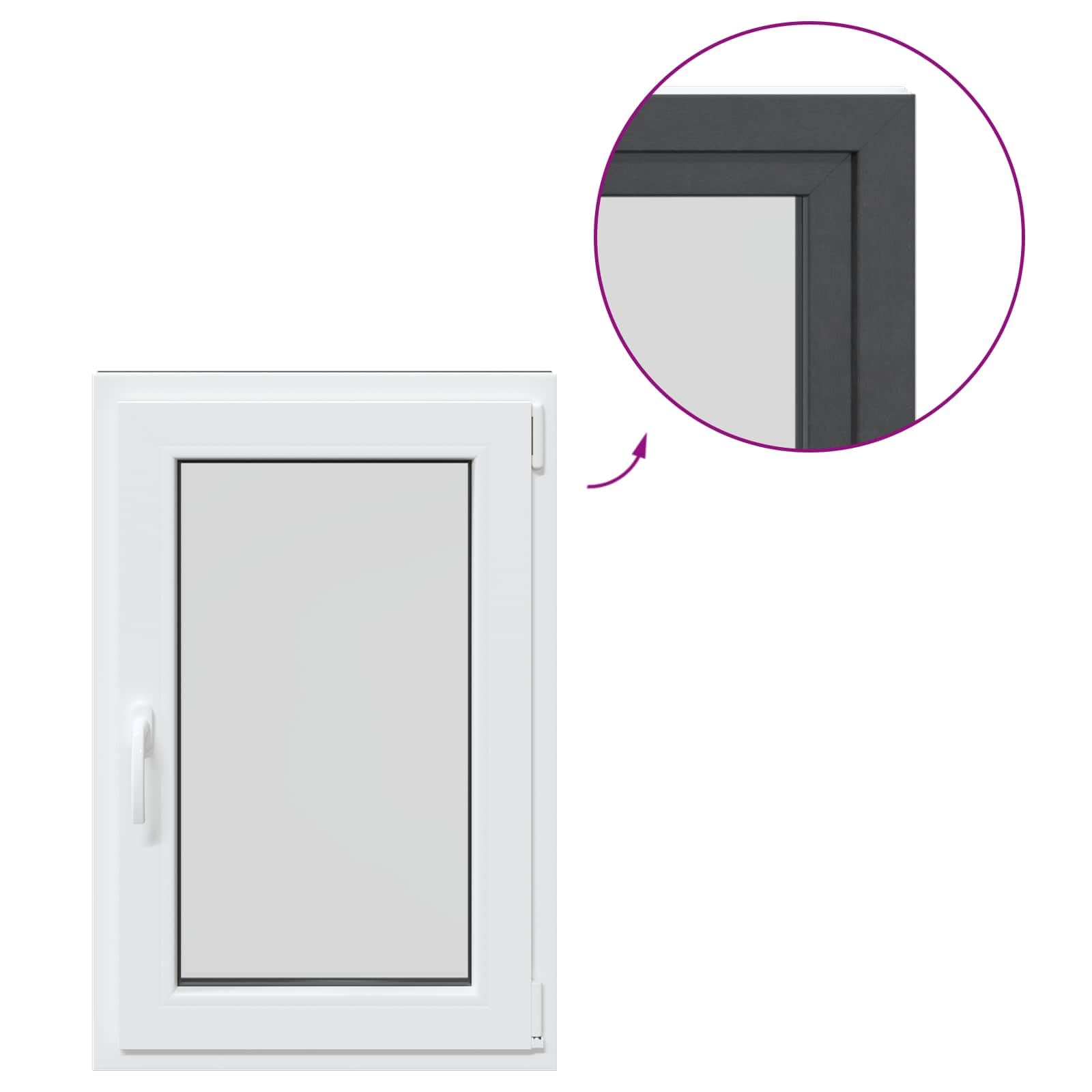 vidaXL Ventana de sótano RISOR 60 x 80 cm PVC y Vidrio Gris Antracita, Sótano, Aislante Térmico Moderno y Duradero para Ventanas Eficientes, Accesorios de Vidrio PVC Aislantes
