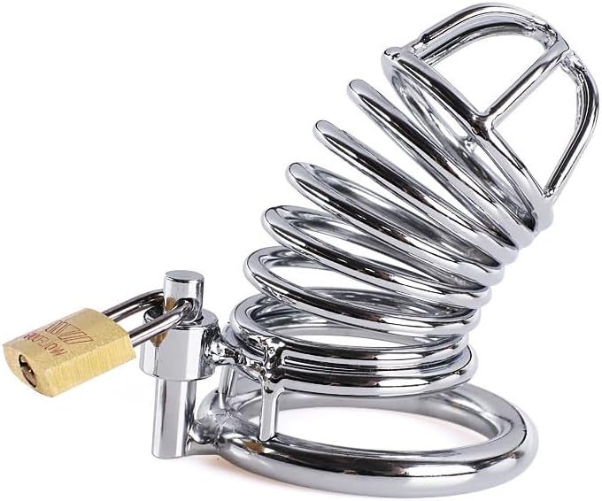 Miniatura 6 de Dispositivo de castidad de jaula de pene masculino con 3 tamaños de anillos, llave y cerradura incluidas, juguete sexual de jaula bloqueada,