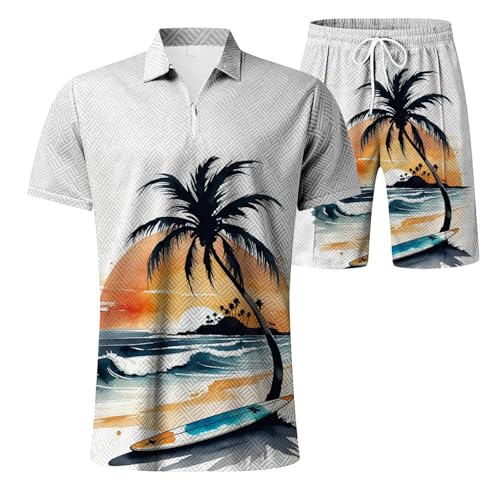 Ensemble décontracté imprimé cocotier pour vacances et plage - 2