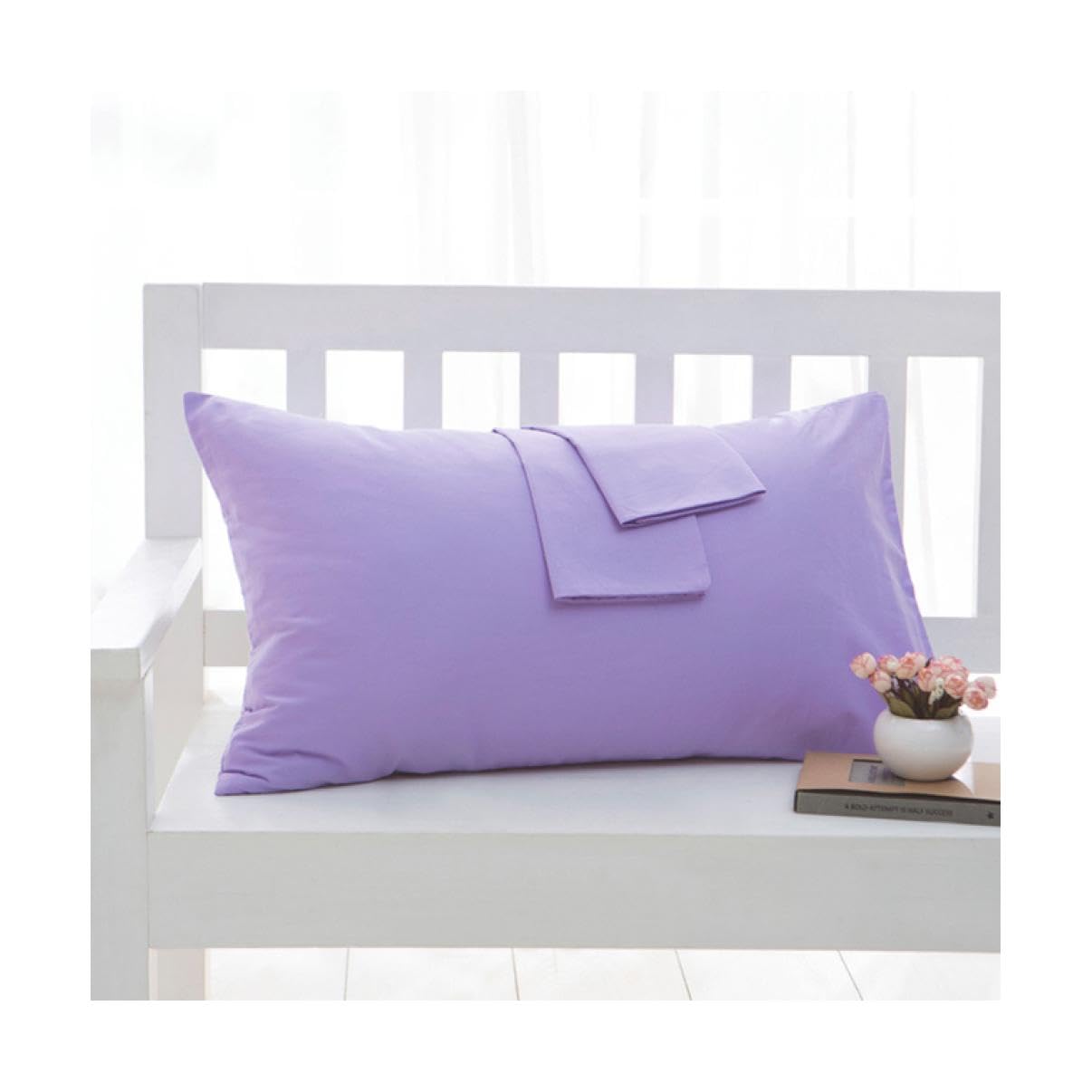 BIVVI Funda de Almohada Funda de Almohada de Color Liso, Funda de Almohada de algodón Estilo sobre para el hogar, 48x74cm, 50x70cm, 50x75cm, 50x90cm