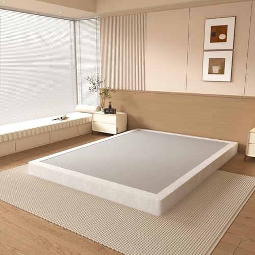 NHODIR King Box Spring 4 Inch Heavy Duty Metal Bed Base with Cover