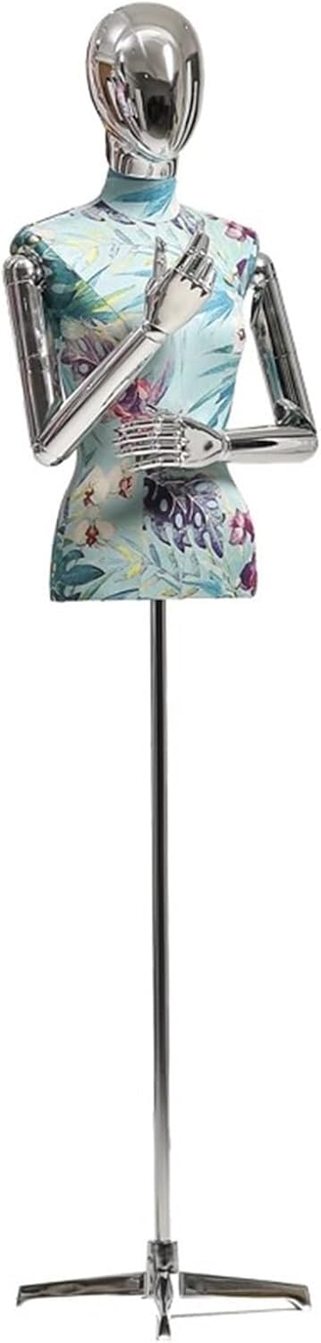 CONGRUI Female Mannequin Torso Adjustable Height 55 11 74 8 Inches Electroplating Head and Arm Can Rotate 360 Be Disassembled(Blue)