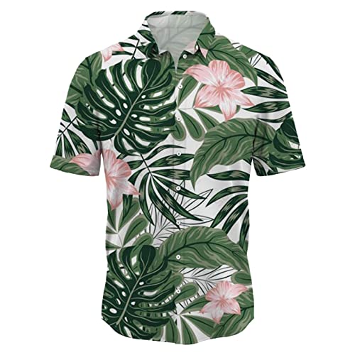 Sommarmode är fantastiskt att para ihop med gröntryckta kortärmad skjortor kortärmad blusar kvinnor, Rosa, S