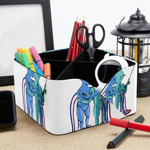 Porte-stylos robots rectangulaire avec compartiments de rangement - 8