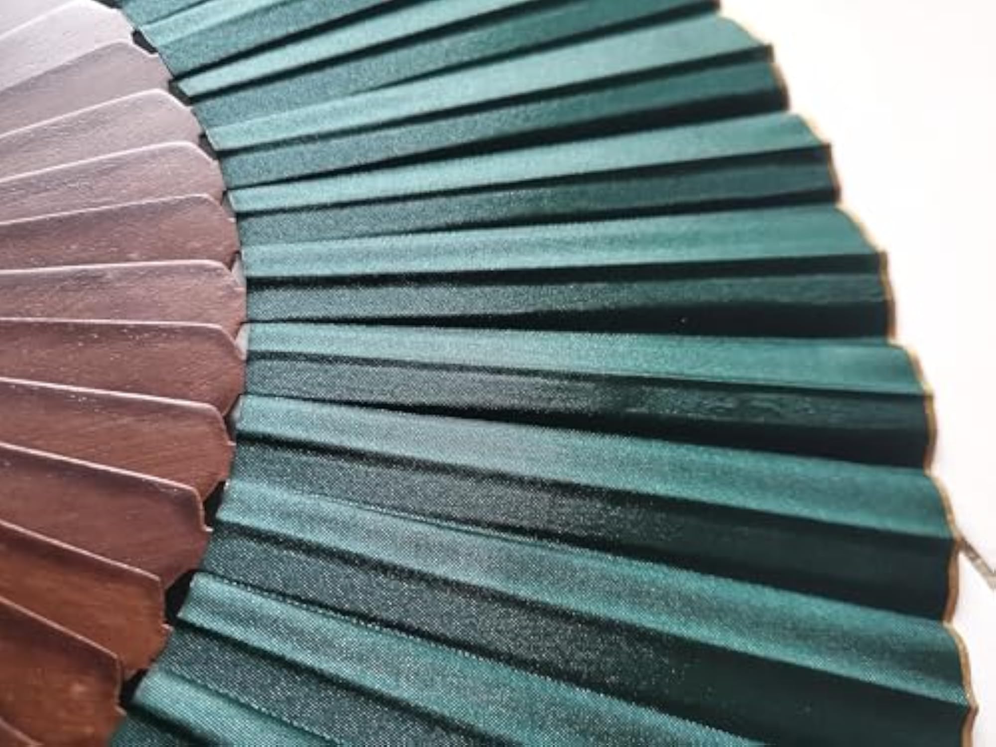 Folding Fan with Tassel, Handmade in Green