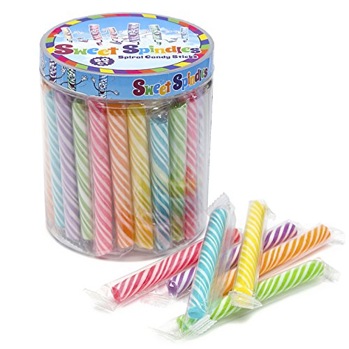 Sweet Spindles Mini Hard Candy Sticks - 50-Piece Jar (Assorted)