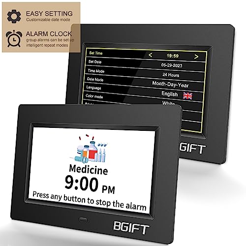 Digtal Clock With Day And Date For Seniors, Large Lcd Time Display, Auto Dimmable, 12 Alarm Settings - Best Gift For Elderly #TOP1