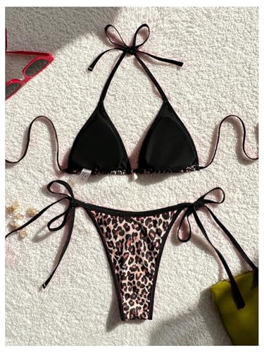 Maillot de bain deux pièces femme léopard triangle dos nu multicolore S