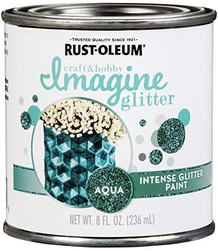 Rust-Oleum 350118 Imagine Craft & Hobby Intense Glitter Paint, 8 Oz, Aqua, 12 Fl Oz (Pack of 1)