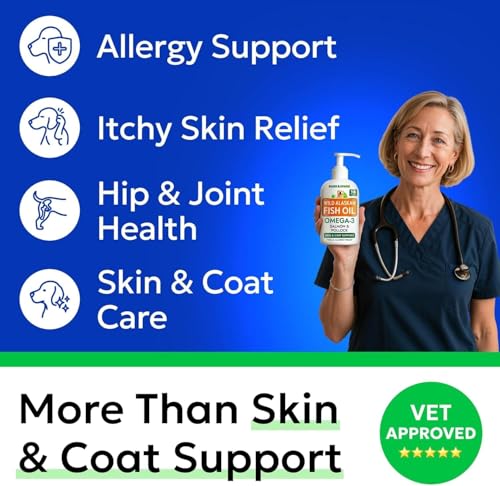 Image of BARK&SPARK Omega 3 Fish Oil for Dogs - w /Wild Alaskan Salmon Oil for Dogs, Fish Oil Liquid Supplement for Pets, EPA+DHA Fatty Acids, Skin&Coat Support - Itch&Allergy Relief, Joint - Alaskan Salmon