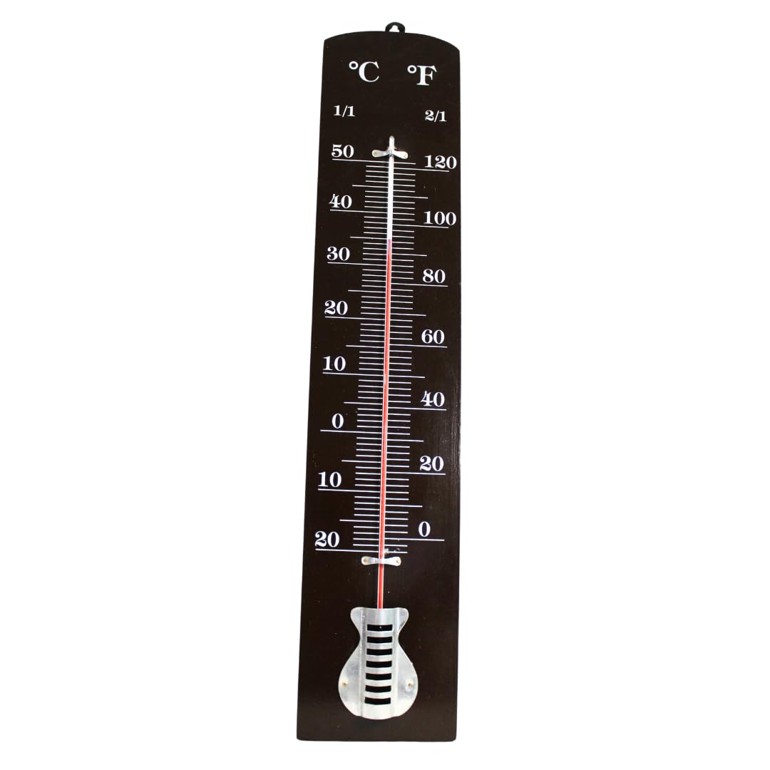 mathworld Labworld Jumbo Big Wall Thermometer size 50 cm long mounted for Room Temperature in degrees Celsius and Fahrenheit Wooden base analog type for home,office,Godawn Industrial Measurement-picture-30
