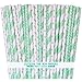 Outside the Box Papers Stripe, Dot and Lattice Paper Drinking Straws 7.75 Inches- 75 Pack Mint Green, White