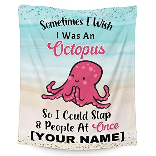 Mercuryelf Custom Octopus Throw Blanket - Soft, Fuzzy & Warm - 30x40 Inches Small Blankets for Lap, Crib - Cute Throws Gift for Baby