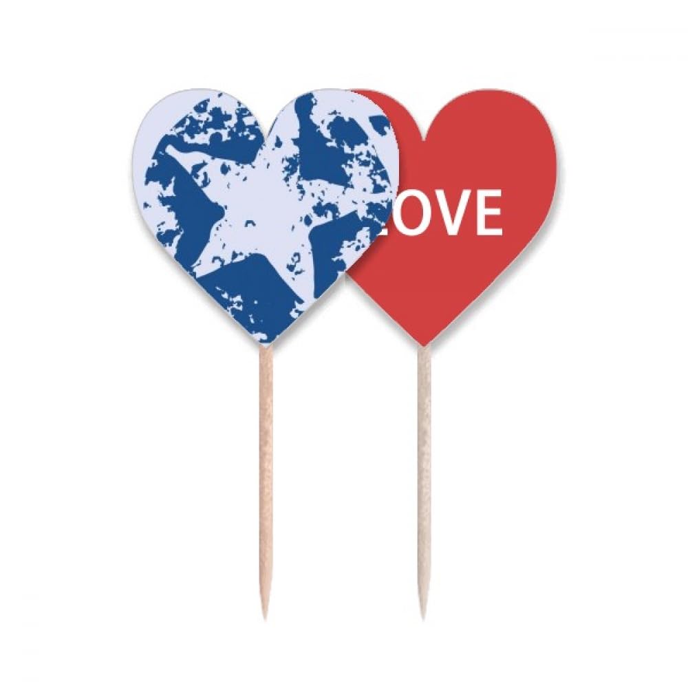 Cure-dents avec motif illustration drapeau et cœur pour personnaliser vos minis gâteaux